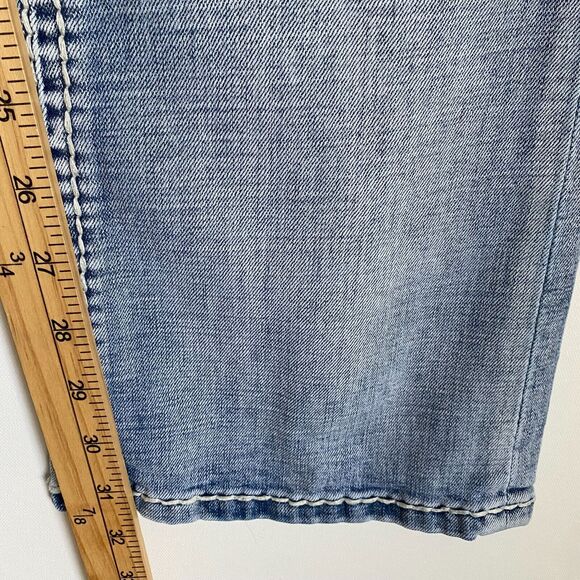 Grace In LA Bootcut Y2K Jeans Womens 28 Blue Thick Stitch Low Rise Flared Rock - Picture 9 of 11